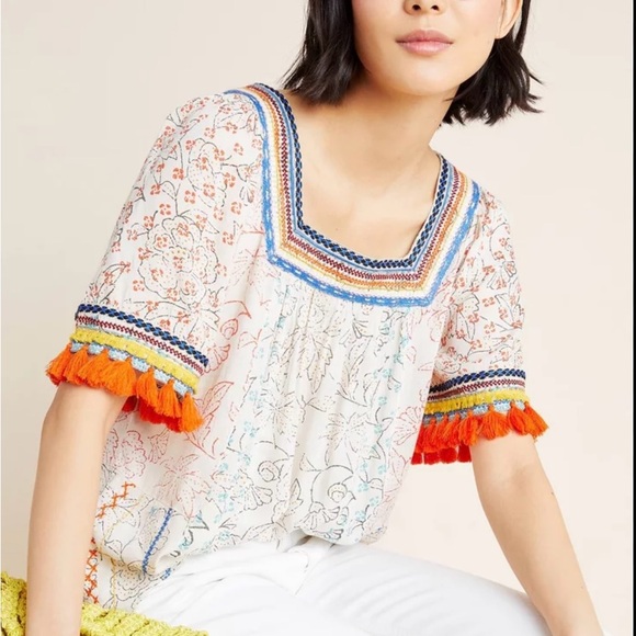 Maeve Tops - NWT Maeve Oversized Paolina Tassled Blouse XS Retsil $148